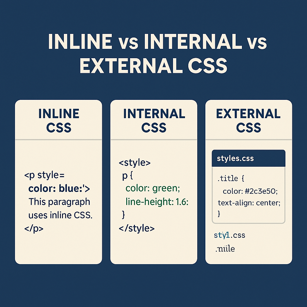 Read more about the article Inline vs Internal vs External CSS: What’s the Difference (and When Should You Use Each)?